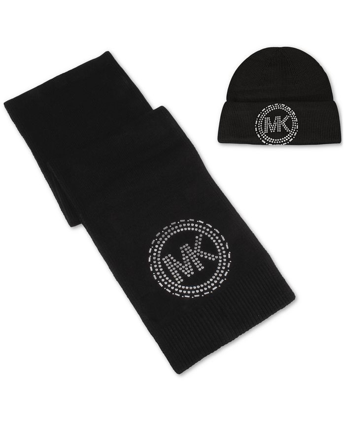 Michael Kors Black & Gold Reversible MK Logo Winter Hat .100%Authentic