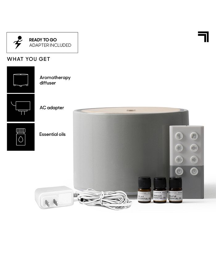 Sharper Image Diffuser Ultrasonic Aromatherapy Wood Lid and Ceramic LED