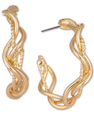 image of Charter Club Gold-Tone Small Rope Twist Hoop Earrings, 1