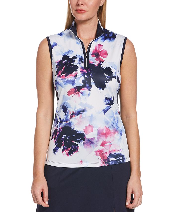 PGA TOUR Women's Floral QuarterZip Golf Top Macy's