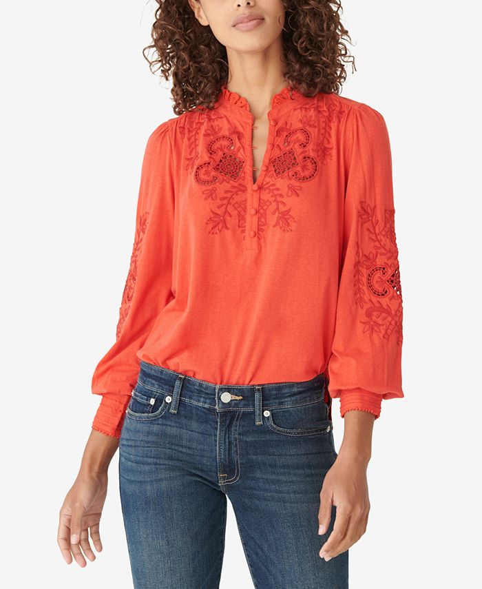 Lucky Brand Embroidered Knit Top Macy's