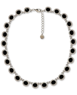 image of Charter Club Silver-Tone Pave & Jet Crystal Collar Necklace, 17