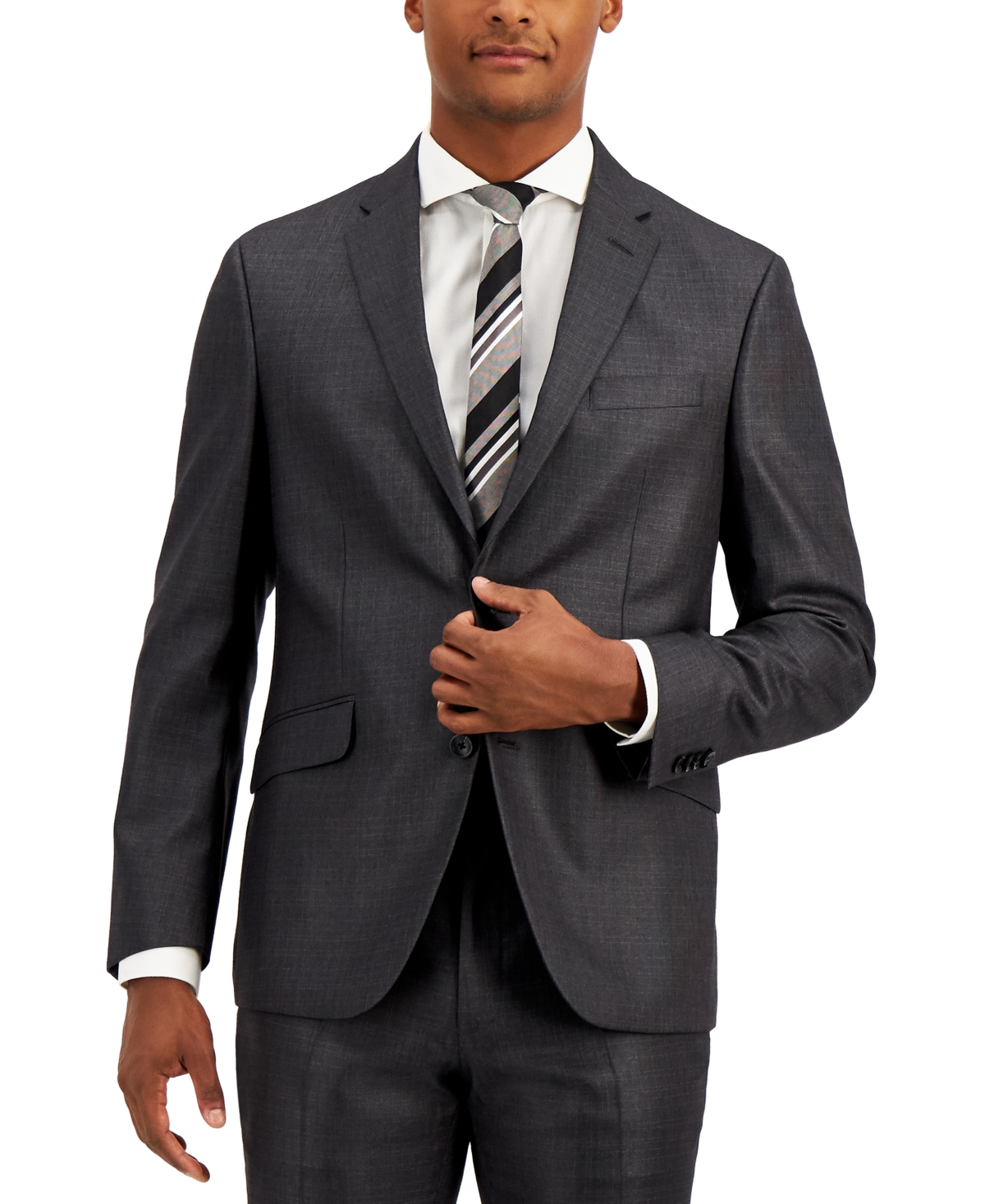 Shop Kenneth Cole Reaction Men's Techni-cole Suit Separate Slim-fit Suit Jacket In Charcoal