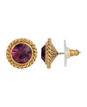 image of 2028 Women-s 14K Gold Dipped Purple Small Round Stud Earrings