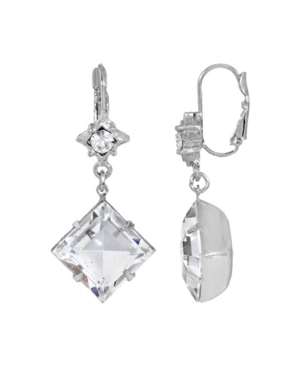 image of 2028 Women-s Silver Tone Crystal Swarovski Stone Drop Earring