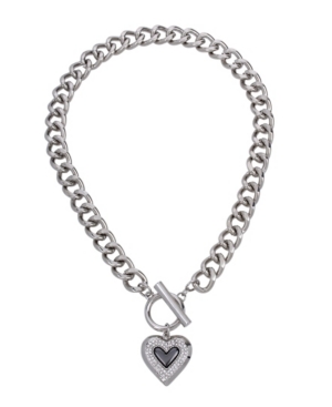 image of Heart Pendant Link Collar Necklace