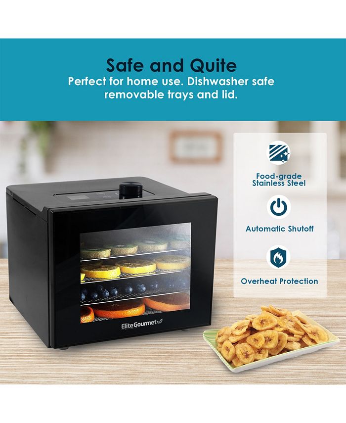 Elite Gourmet 4 Tray Digital Food Dehydrator with Stainless Steel Trays