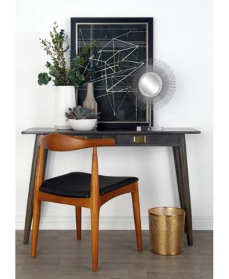 Small, Round, Glam Style Metallic Pierced Metal Waste Basket with Chrysanthemum Pattern