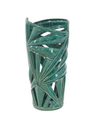 by Cosmopolitan Green Stoneware Vase, 16 x 7 x 8