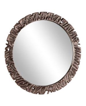 Venus Williams Large Round Wall Mirror With Textured Gunmetal Frame In Dark Brown