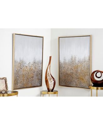 CosmoLiving Multimedia and Abstract Art Paintings with Glitter, Set of 2