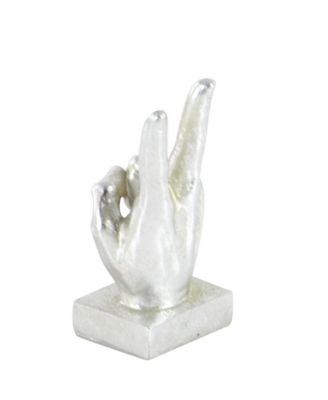 by Cosmopolitan Set of 3 Silver Polystone Traditional Hand Sculpture, 7", 7", 6"