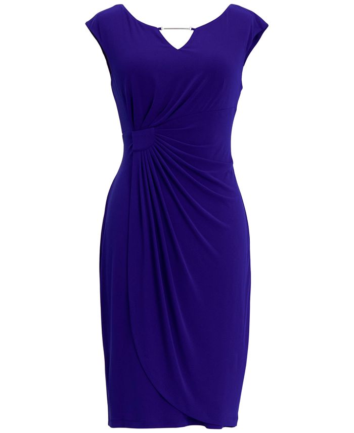Connected Plus Size Cap-Sleeve Side-Ruched Sheath Dress - Macy's