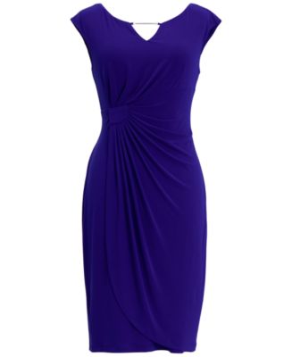 Connected Plus Size Cap-Sleeve Side-Ruched Sheath Dress - Macy's