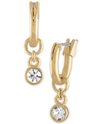 RACHEL Rachel Roy - Gold-Tone Crystal Charm Huggie Hoop Earrings