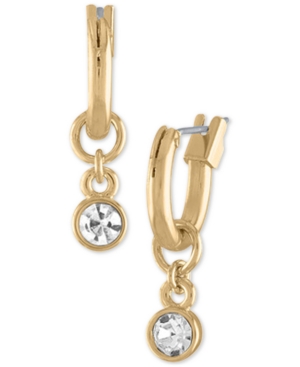 image of Rachel Rachel Roy Gold-Tone Crystal Charm Huggie Hoop Earrings