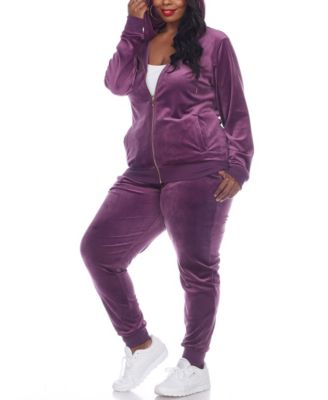 Plus Size Velour Tracksuit Loungewear 2-Piece Set
