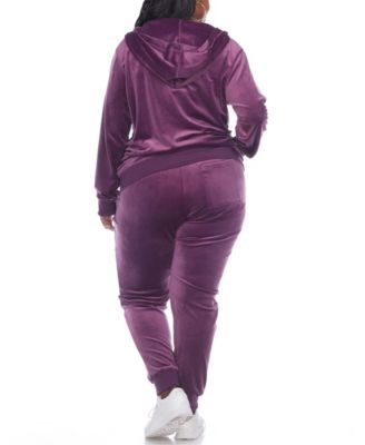 Plus Size Velour Tracksuit Loungewear 2-Piece Set
