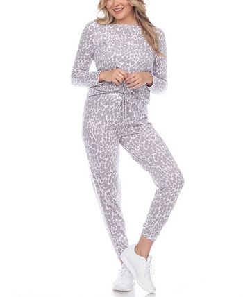 White Mark Women's Leopard Lounge Set, 2 Piece - Macy's