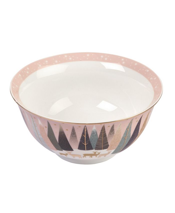 Portmeirion Sara Miller Plateau à Sandwich En Porcelaine Motif Pin Givré 35,6 Cm - Collection Frosted Pines
