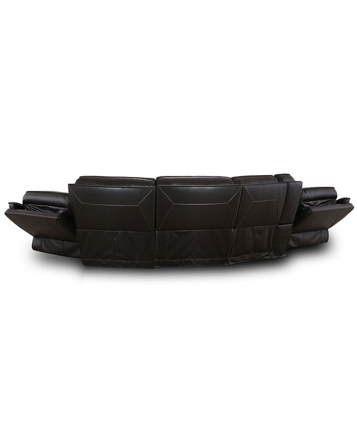 Furniture Lenardo 5-Pc. Leather Sectional with 2 Power Motion Recliners ...