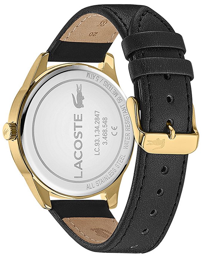 Lacoste - Men's Black Leather Strap Watch 42mm