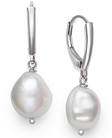 Cultured Freshwater Pearl (9-1/2-10-1/2mm) Drop Earrings in Sterling Silver, Created for Macy's ( Also in 14k Gold Over Silver)