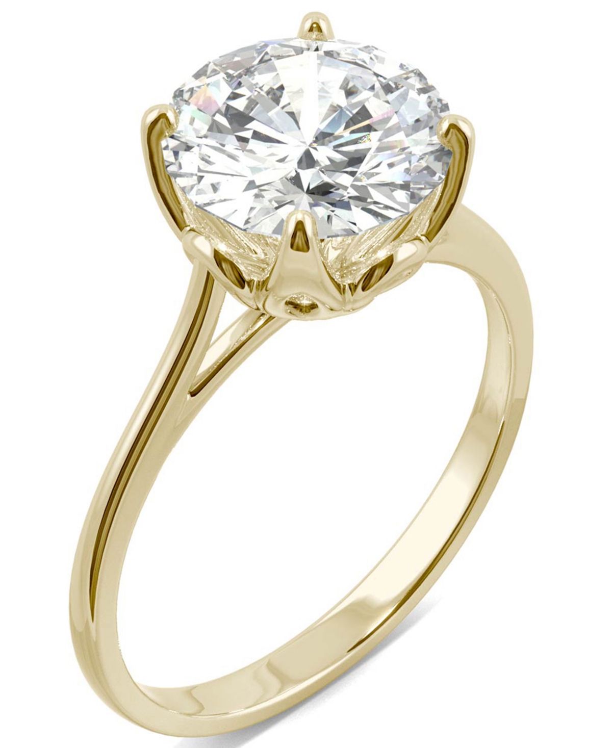 Shop Charles & Colvard Moissanite Round Solitaire Ring (2-3/4 Ct. Tw. Diamond Equivalent) In 14k White Gold Or 14k Yellow G