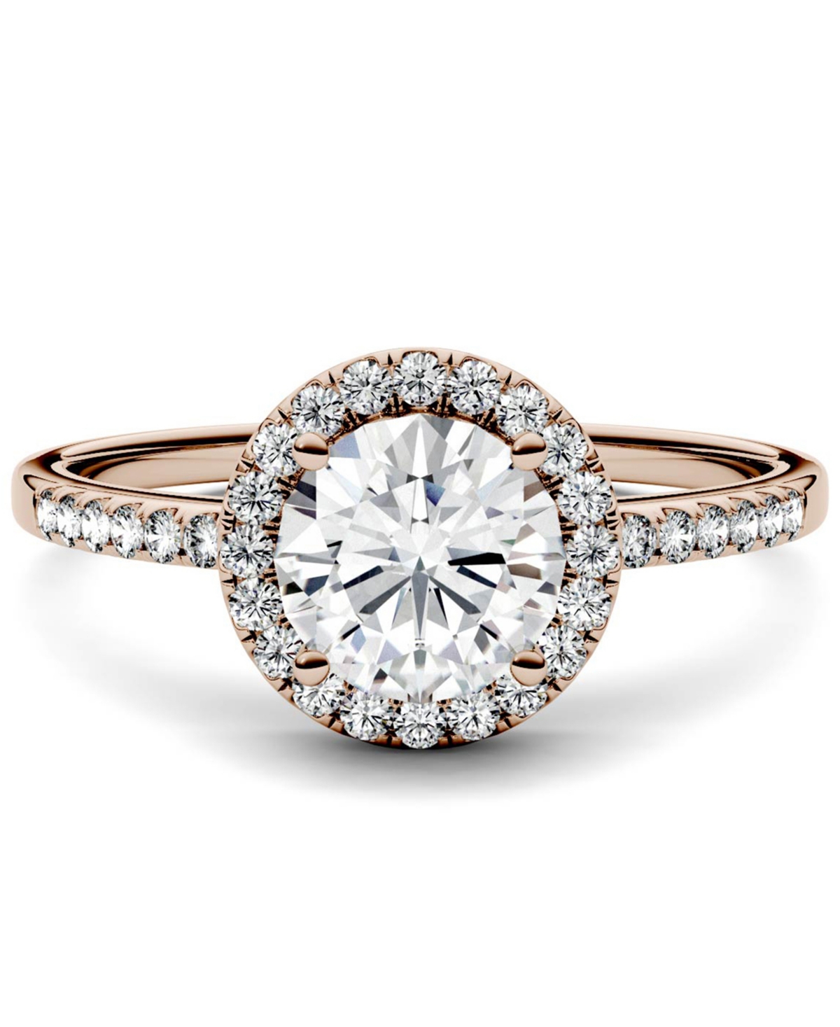 Moissanite Round Halo Ring (1-1/3 ct. t.w. Diamond Equivalent) in 14k Gold or White Gold or- Rose Gold