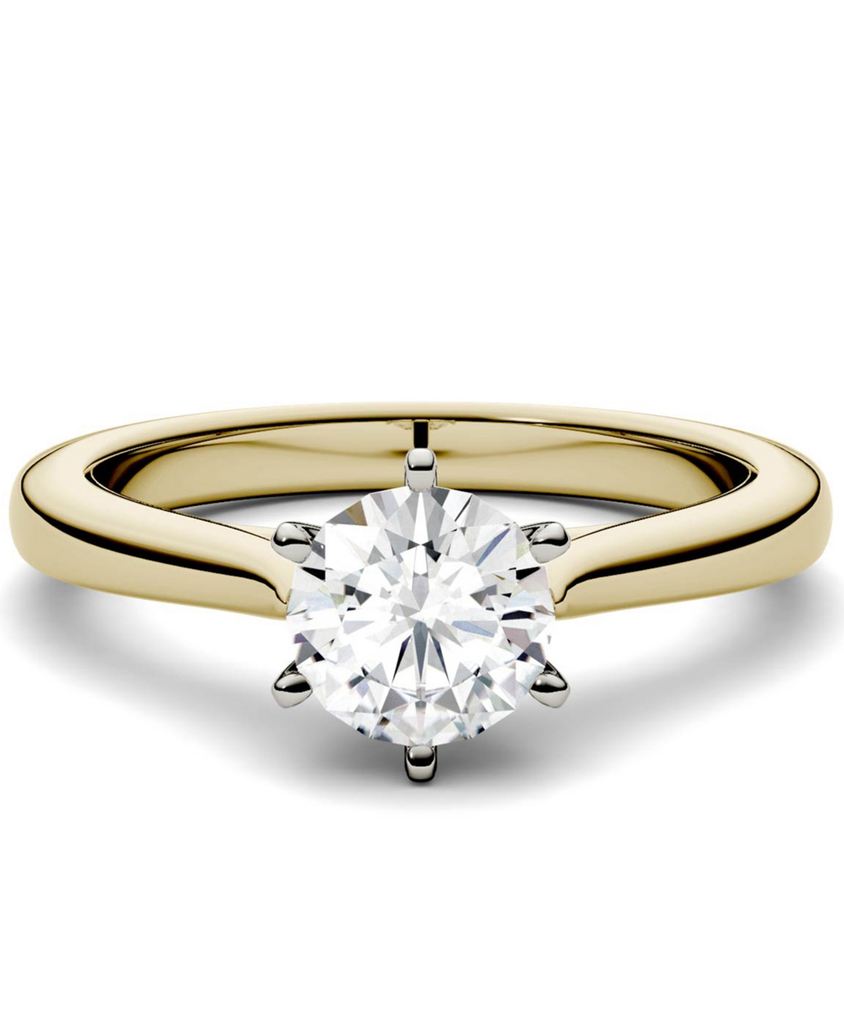 Moissanite Solitaire Engagement Ring 1 ct. t.w. Diamond Equivalent in 14k White Gold or 14k Yellow Gold