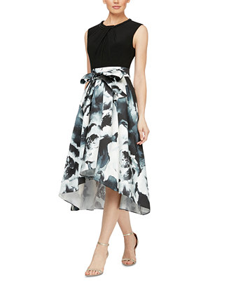 SL Fashions Printed High-Low Fit & Flare Dress - Macy's