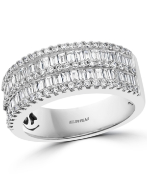 image of Effy Diamond Baguette Double Row Ring (1-1/3 ct. t.w.) in 14k White Gold
