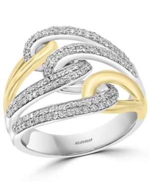 image of Effy Diamond Two-Tone Swirl Statement Ring (1/2 ct. t.w.) in 14k Gold & White Gold