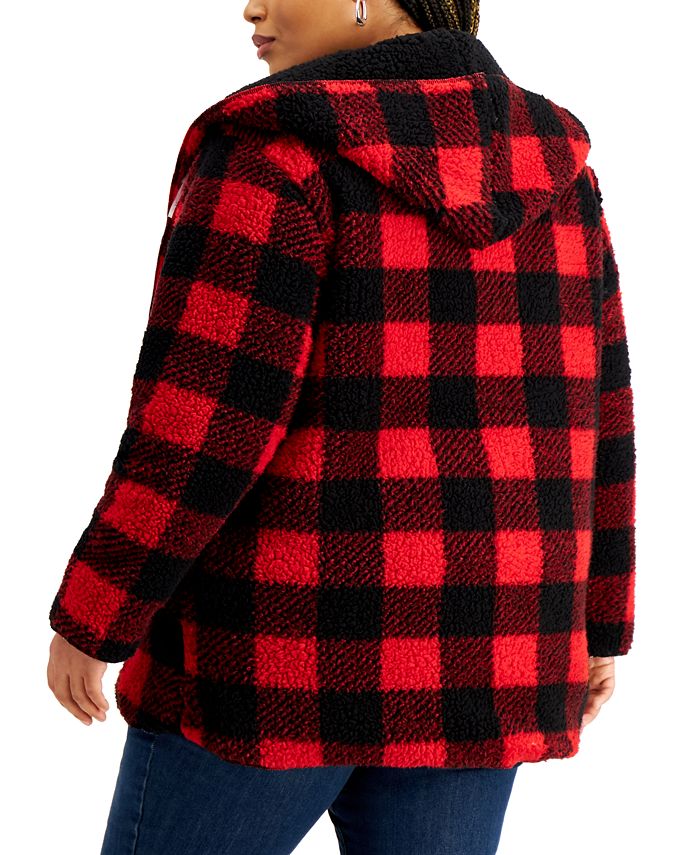 FULL CIRCLE TRENDS Trendy Plus Size Reversible Fleece Cardigan - Macy's