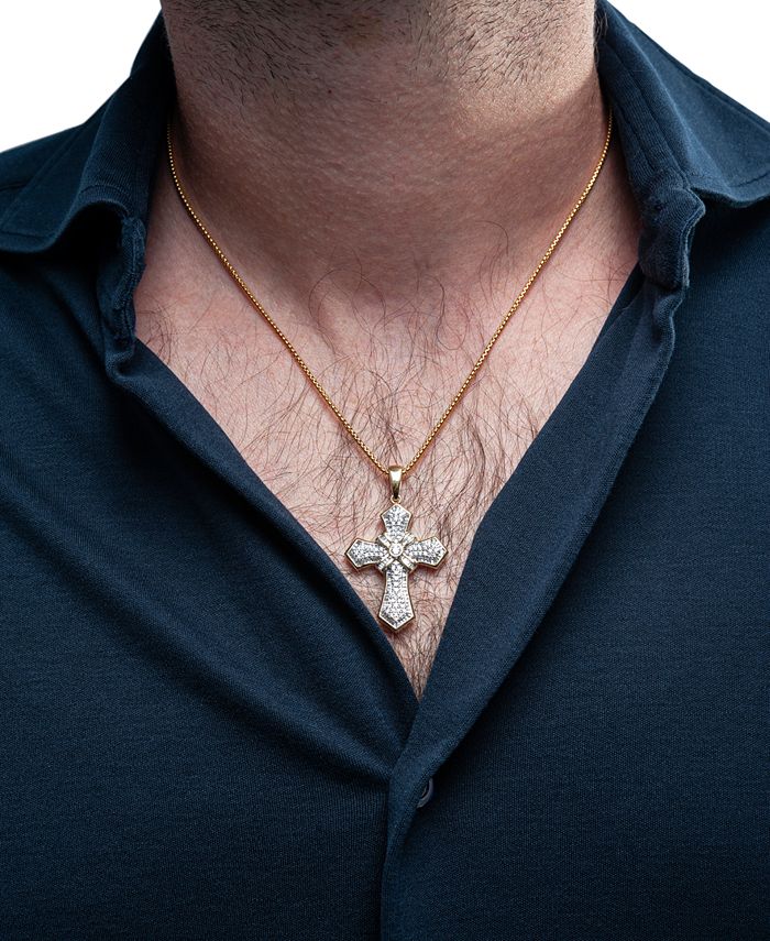 Macy's Men's Diamond Cross 22" Pendant Necklace (1 ct. t.w.) in 14k