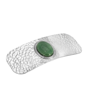 image of Women-s Silver-Tone Semi-Precious Aventurine Hair Barrette