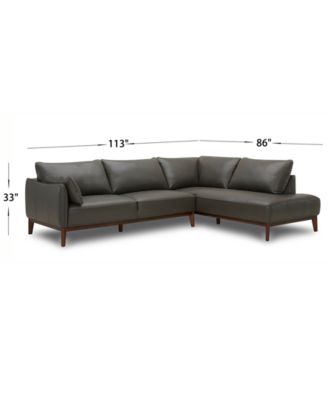 Jollene Leather 2-Pc. Sectional with Chaise, Created for Macy's