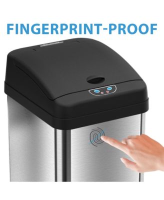 13 Gallon / 49 Liter Stainless Steel Kitchen Trash Can with Odor Filter  and AC Adapter