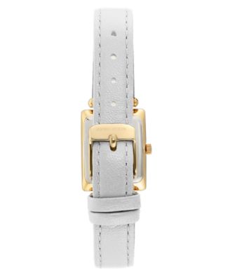 Gold-Tone and White Leather Strap Watch 21.5mm