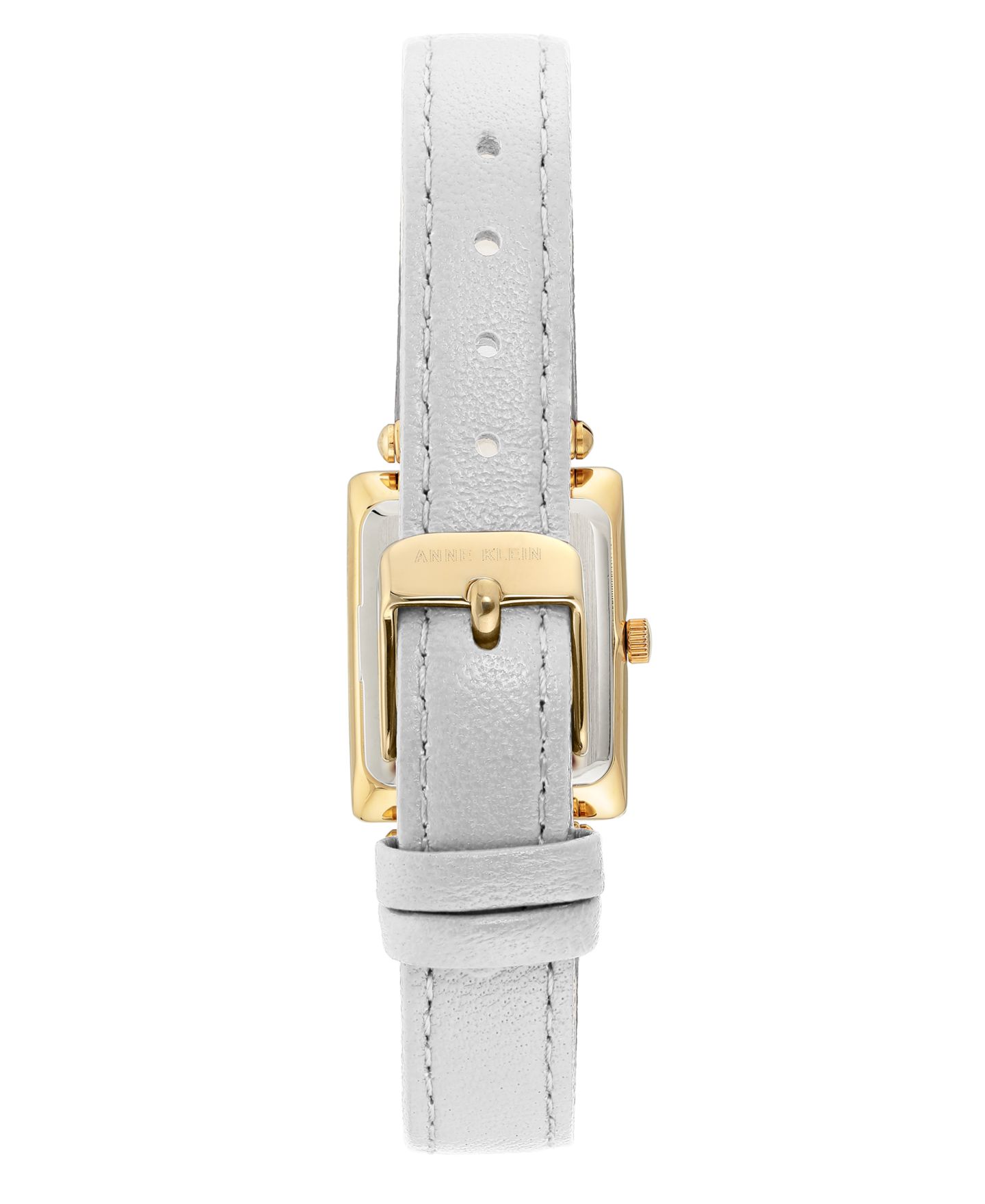 Часы Anne Klein Gold-Tone and White Leather Strap Watch 21.5mm — фото 3