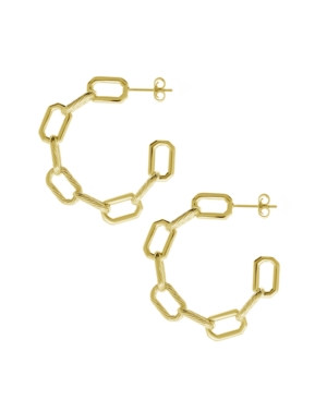 image of Frozen Chain Link C hoop Earring in Gold Plate