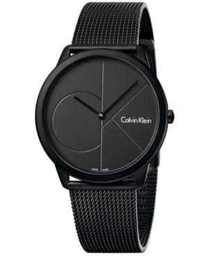 image of Calvin Klein Unisex Minimal Black Pvd Stainless Steel Mesh Bracelet Watch 40mm
