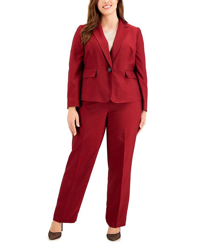 Le Suit Plus Size Mini Crosshatch Pantsuit Macy s