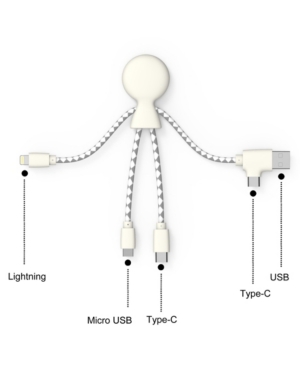 Xoopar Mr Bio Eco-Friendly Dual Power-in Usb Type C Apple Compact Charging Cable Biodegradable Enclosure