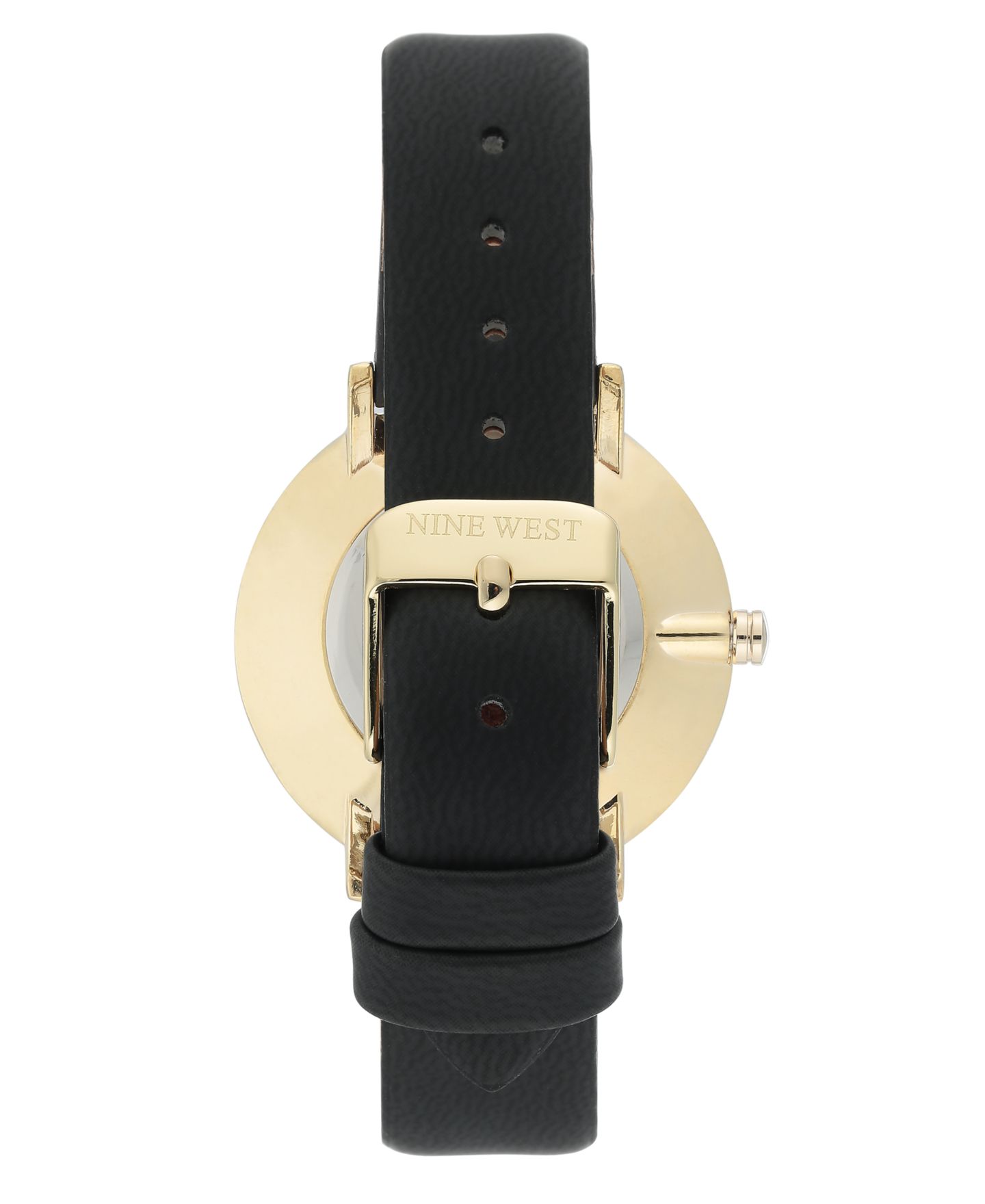 Женские часы Nine West Gold-Tone and Black Strap Watch, 36mm — фото 3