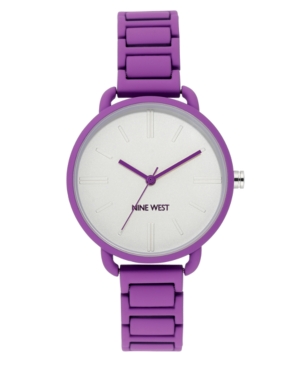image of Nine West Women-s Purple Rubberized Bracelet Watch, 36mm