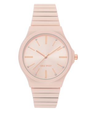 image of Nine West Women-s Light Pink Rubberized Bracelet Watch, 37.5mm