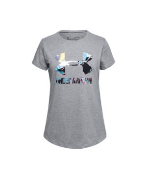 image of Under Armour Big Girls Chroma Print Foil Blend Short Sleeve Tee