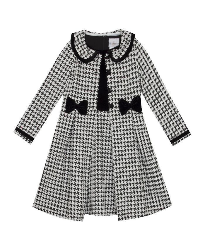 Rare Editions Big Girl Knit Houndstooth Coat Dress Set - Macy's