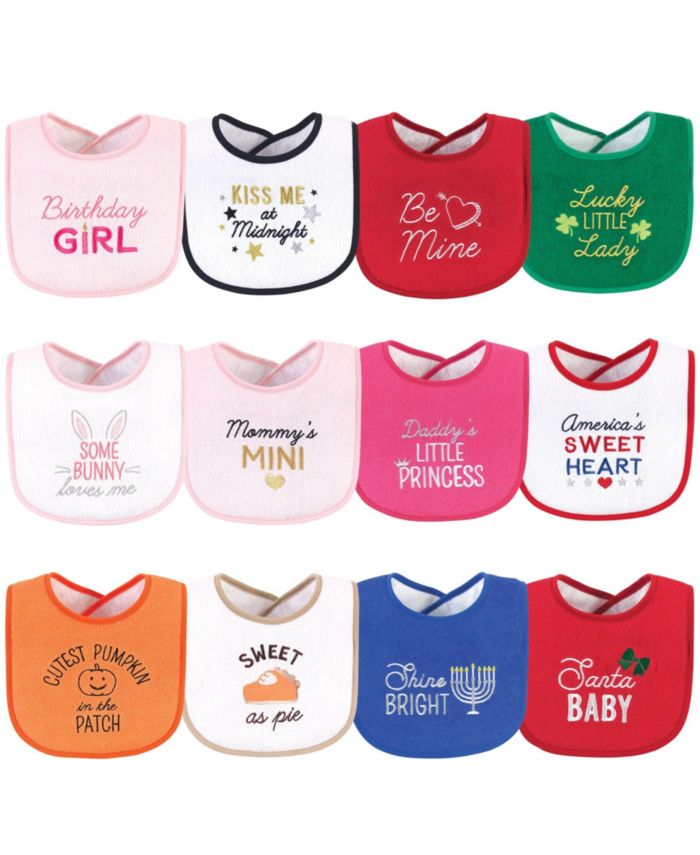 Hudson Baby Baby Girls 12 Piece Cotton Terry Drooler Bibs with Fiber Filling & Reviews - All Baby Gear & Essentials - Kids - Macy's